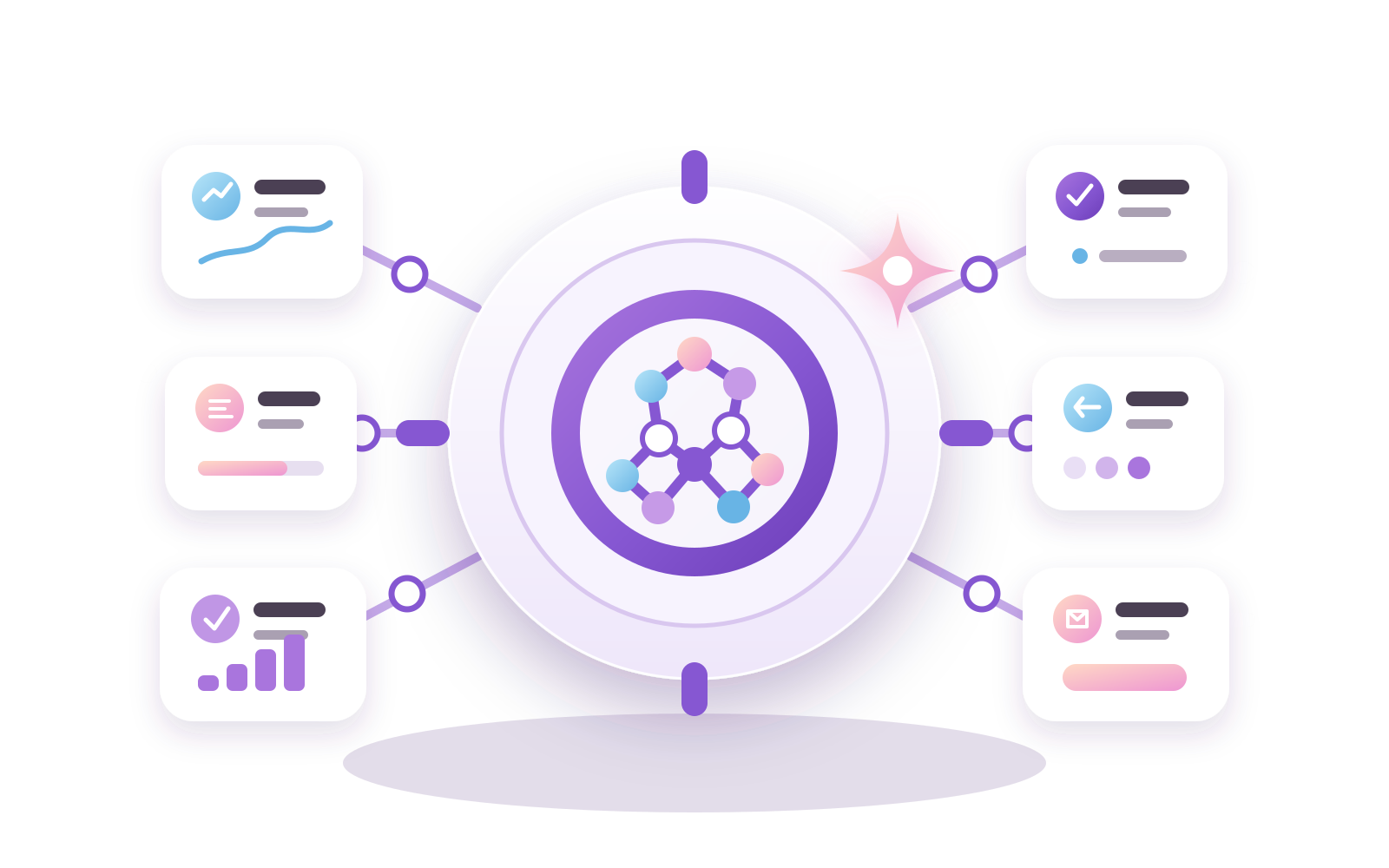 An illustration of artificial intelligence working with connected information
