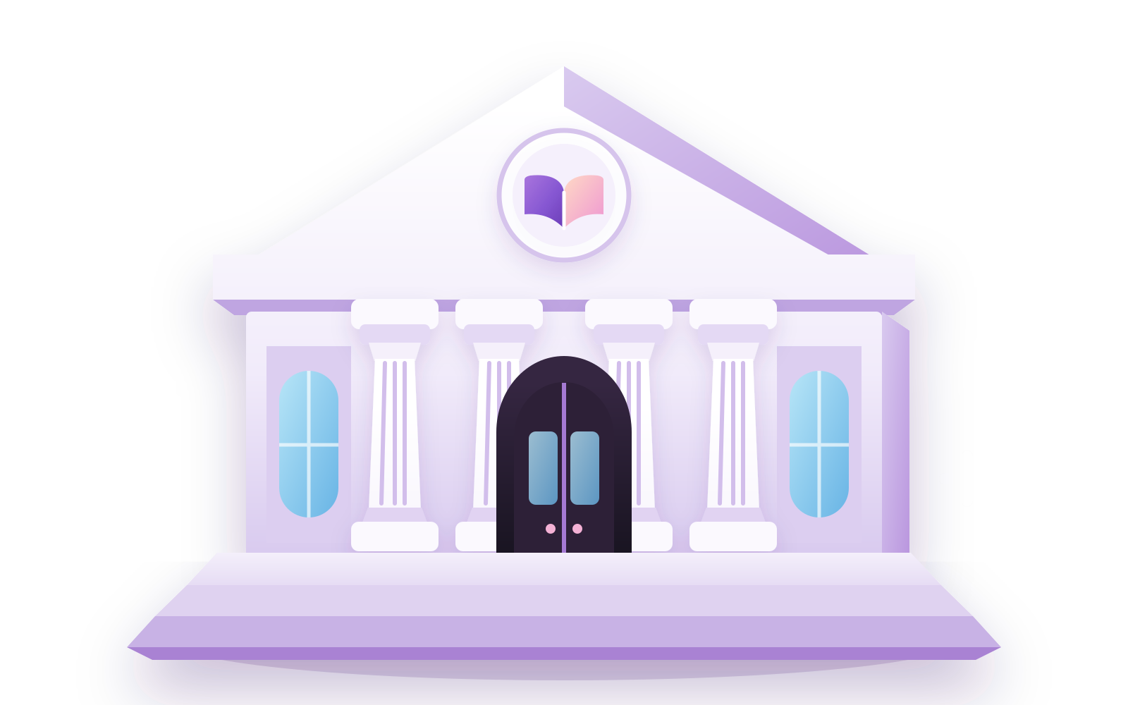 A library with classical columns representing the Segment8 resource collection