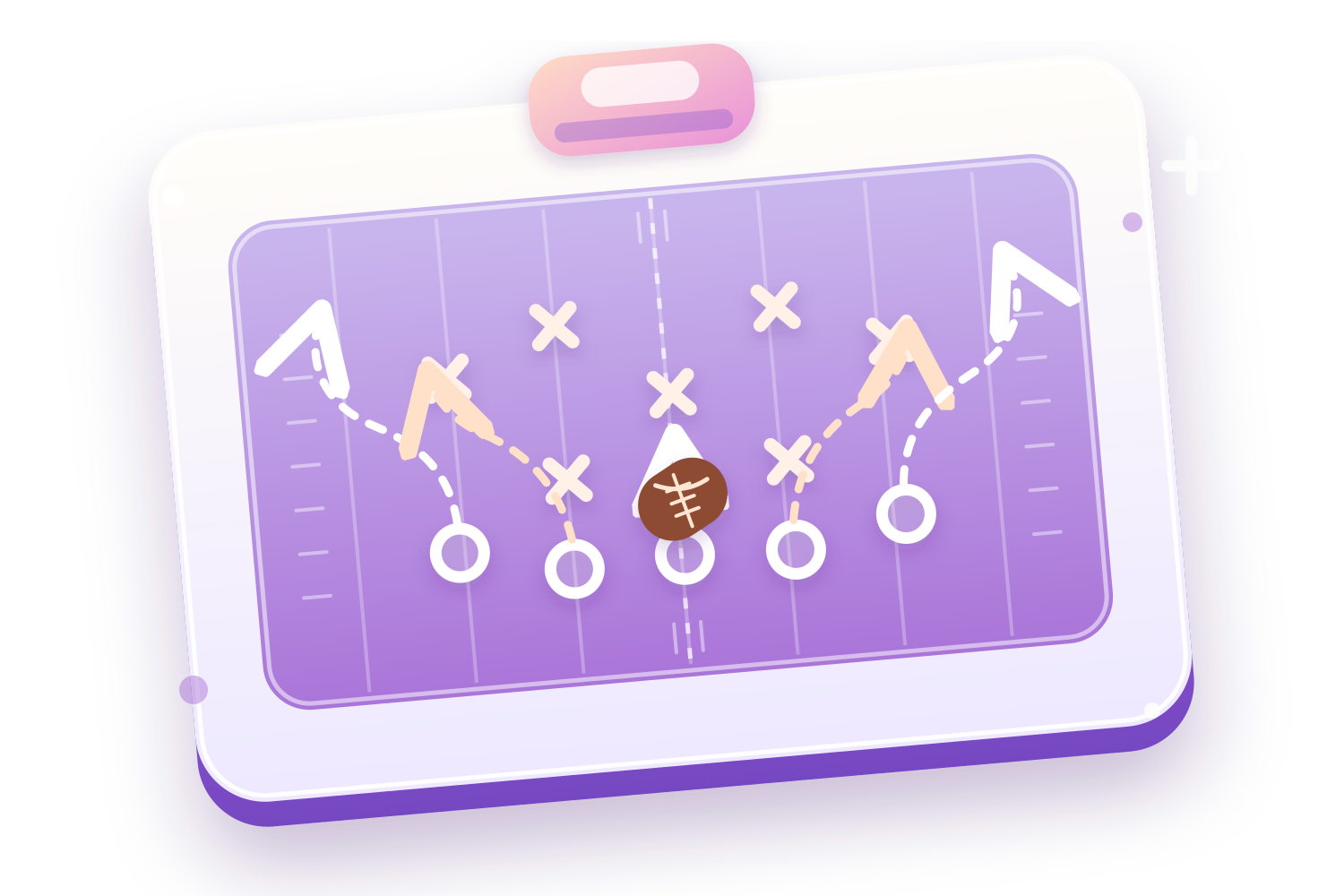 An illustrated sales playbook with coordinated routes and actions