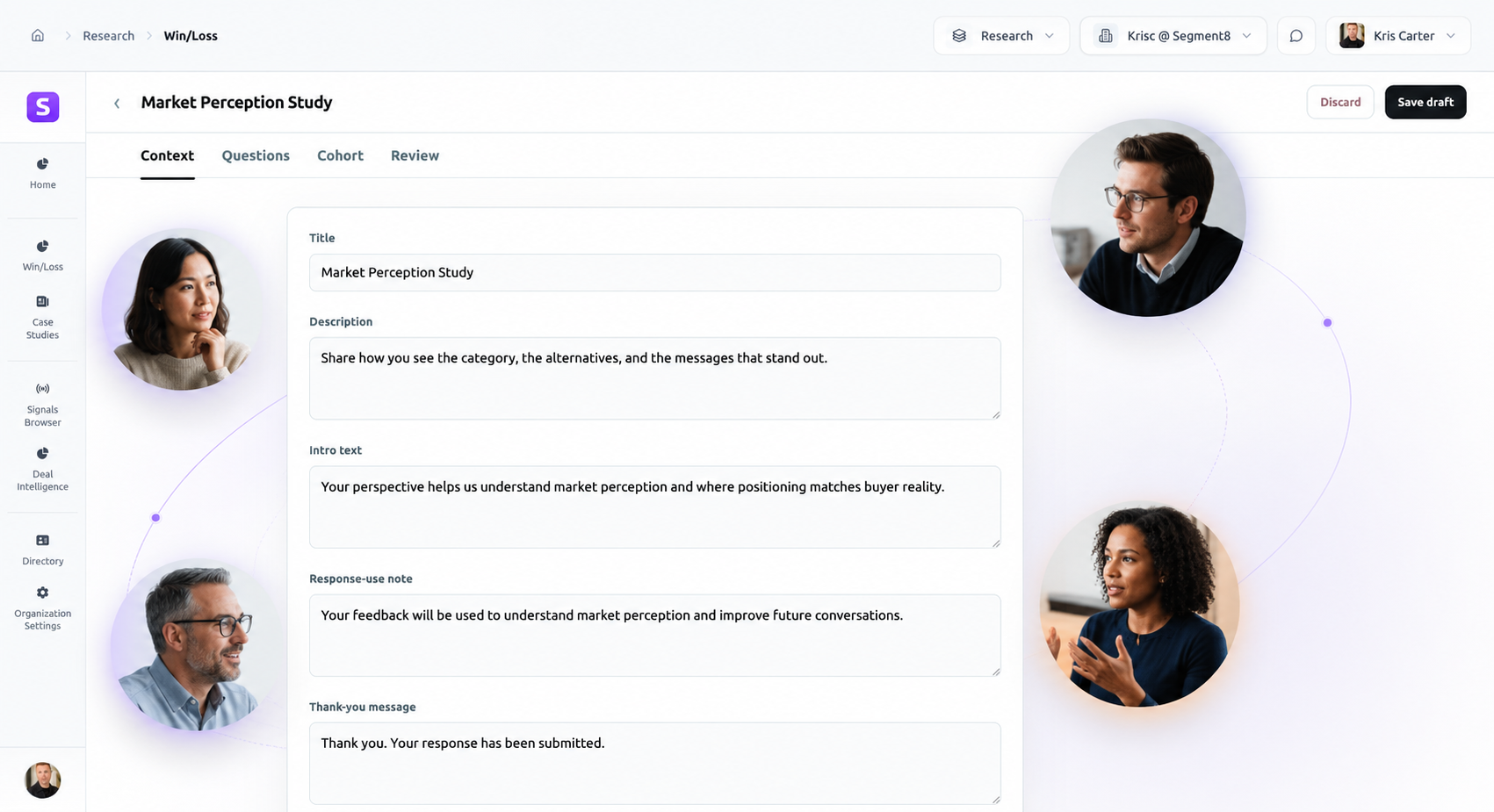 Segment8 win-loss intelligence showing campaign with buyer personas