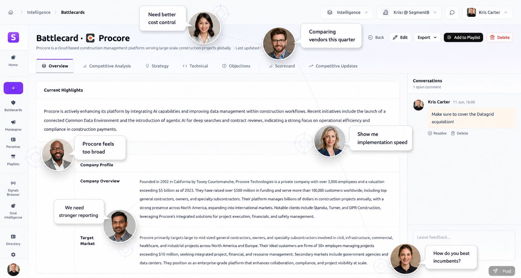 Segment8 competitive battlecard with buyer personas