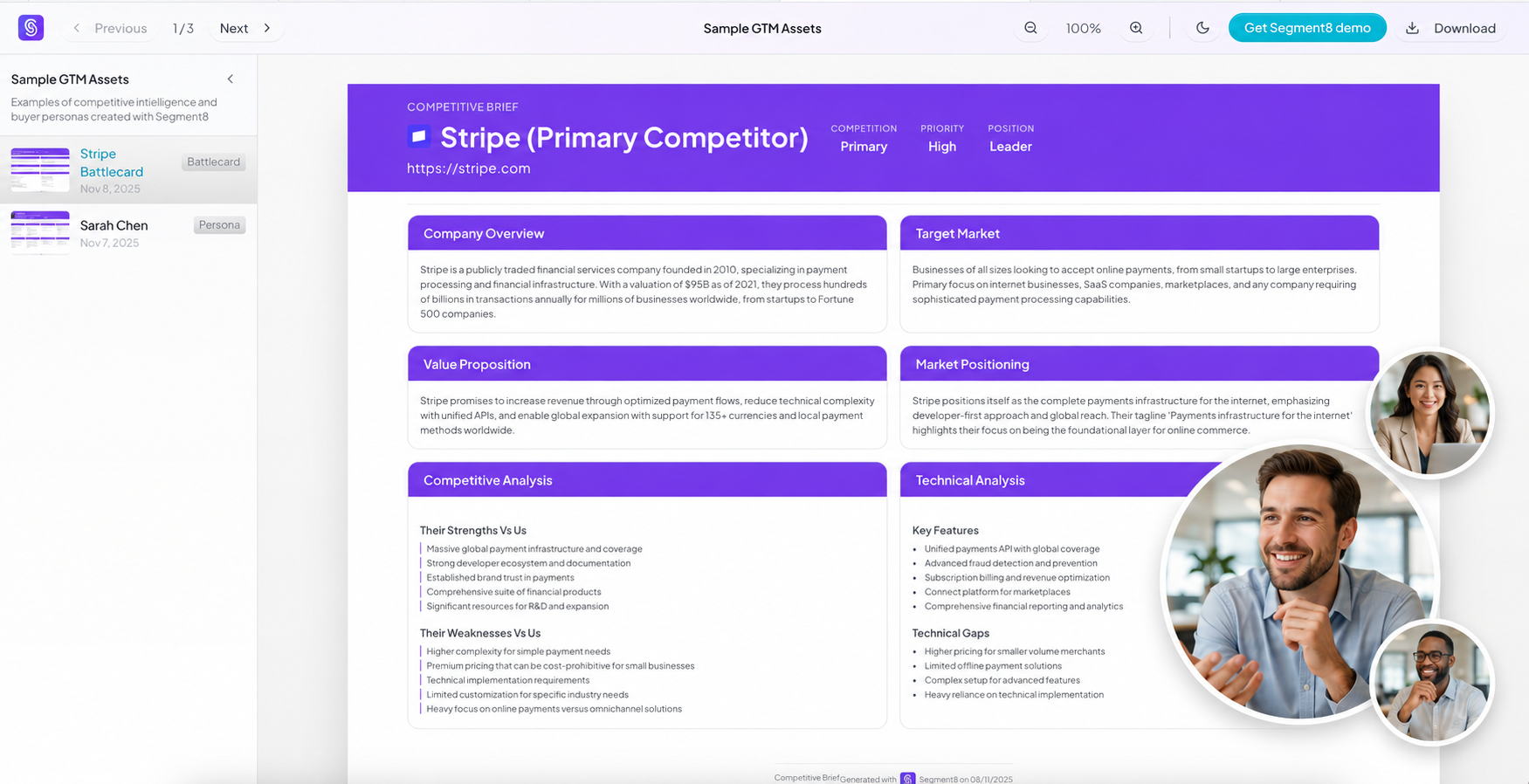 Segment8 playlists showing field enablement content for sellers